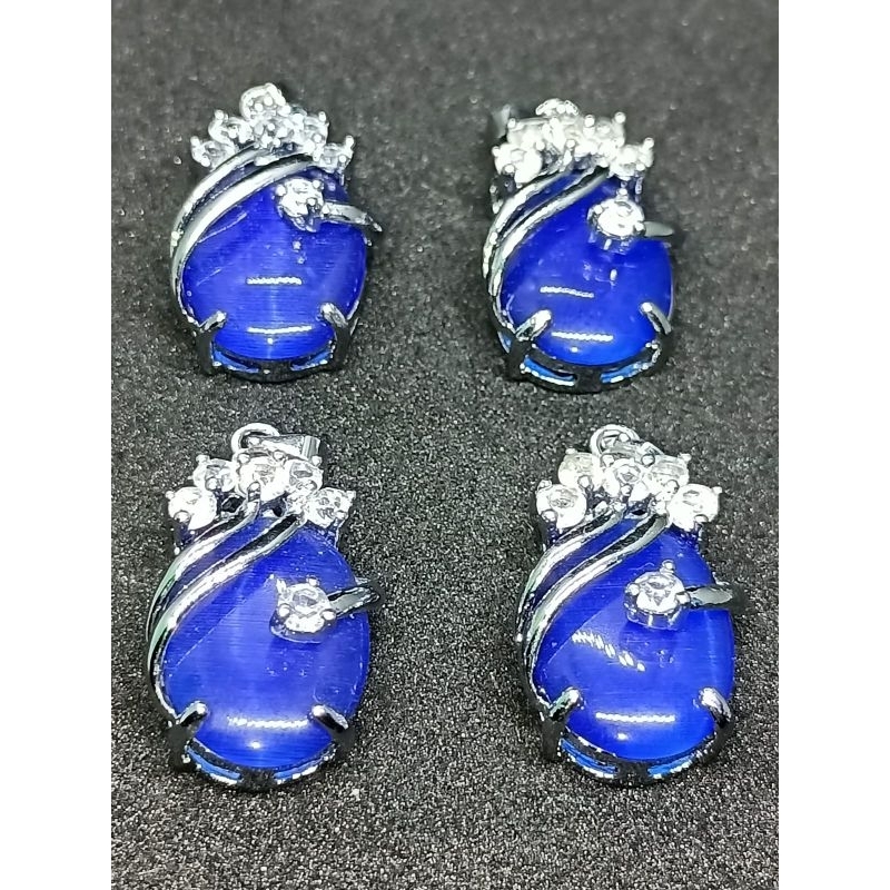 Liontin Bandul Batu Cat Eye, Biru