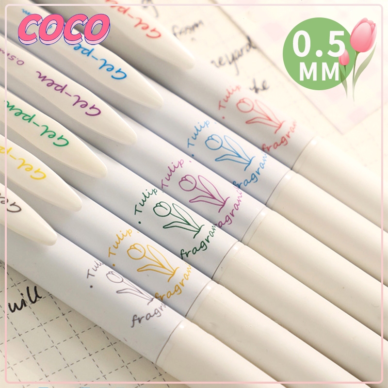 

Pena aesthetic/Pena Gel Tekan Ins Pola Tulip 0.5mm Isi Ulang Hitam - coco_market