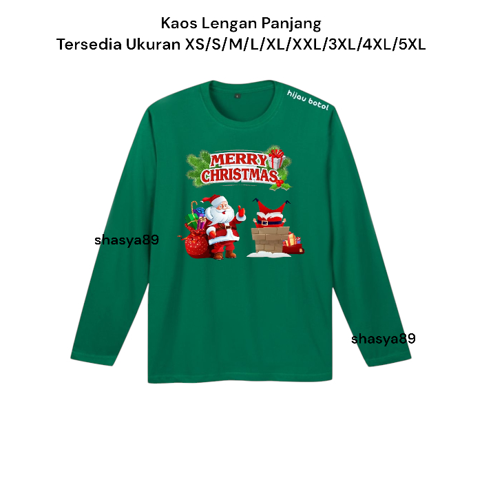 Kaos Lengan Panjang Santa Hadiah / Kaos Natal Lengan Panjang / Long Sleeve Tshirt Christmas / Custom