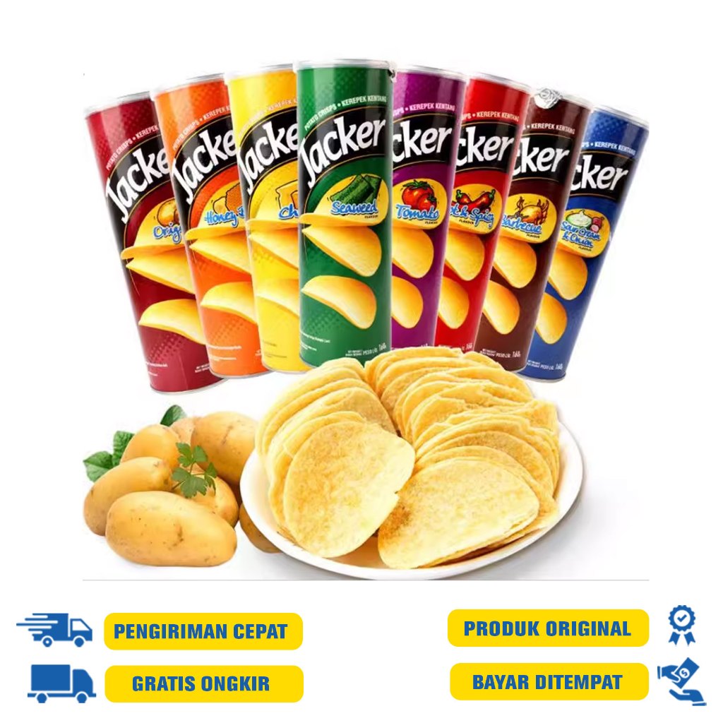

Jacker Potato Crisps 110 G.R - Original | BBQ | Hot Spicy | Chesse