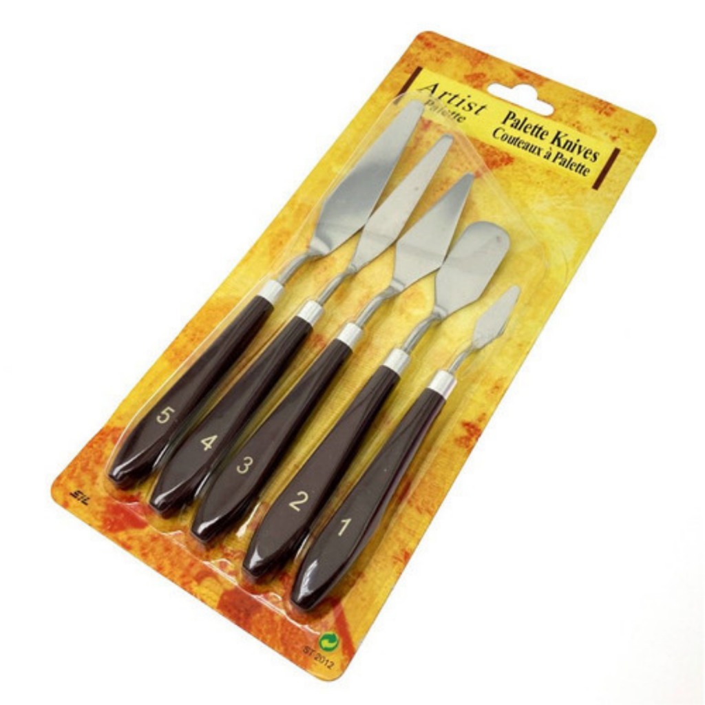 

5 PC SET PISAU PALETTE SPATULA UNTUK ADUKAN RATAKAN LUKISAN KANVAS PENGKIKIS