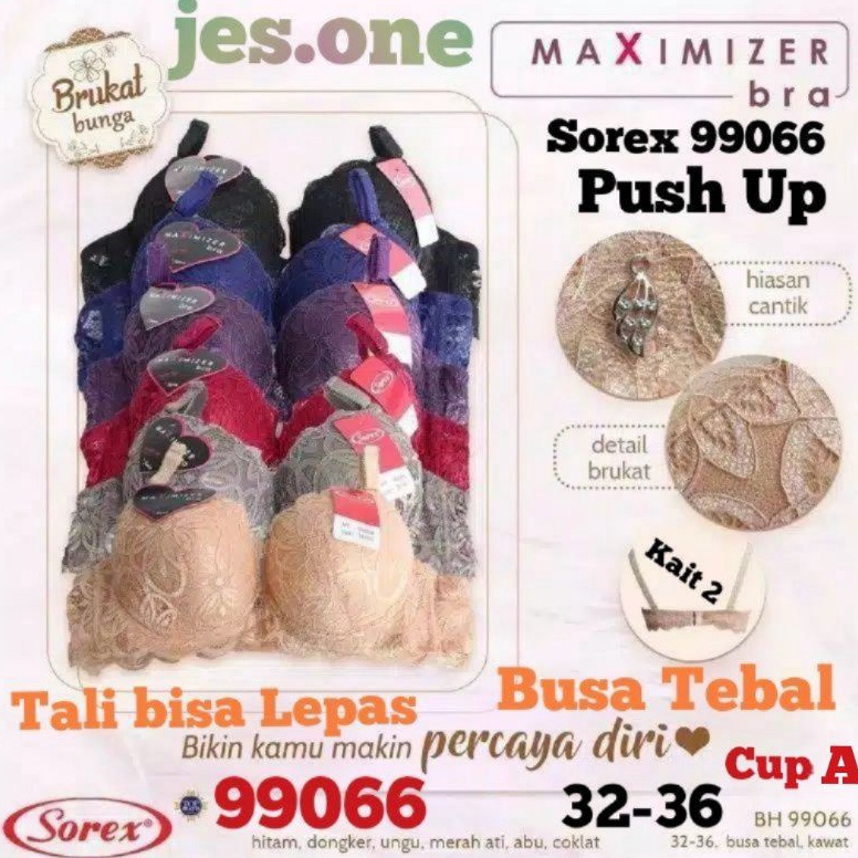 KODE E84V SOREX 9966 Bra BH Berkawat Busa Tebal Brokat Renda Push Up Cup A sz 32  36