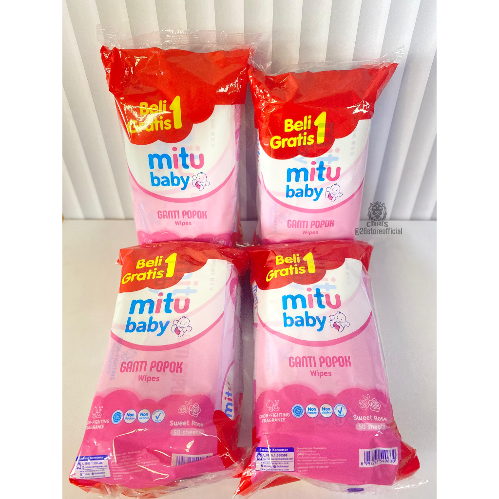 4 Pack Isi 8 Pcs Mitu Baby Tissue Basah Ganti Popok Tisu Bayi Biru BPOM