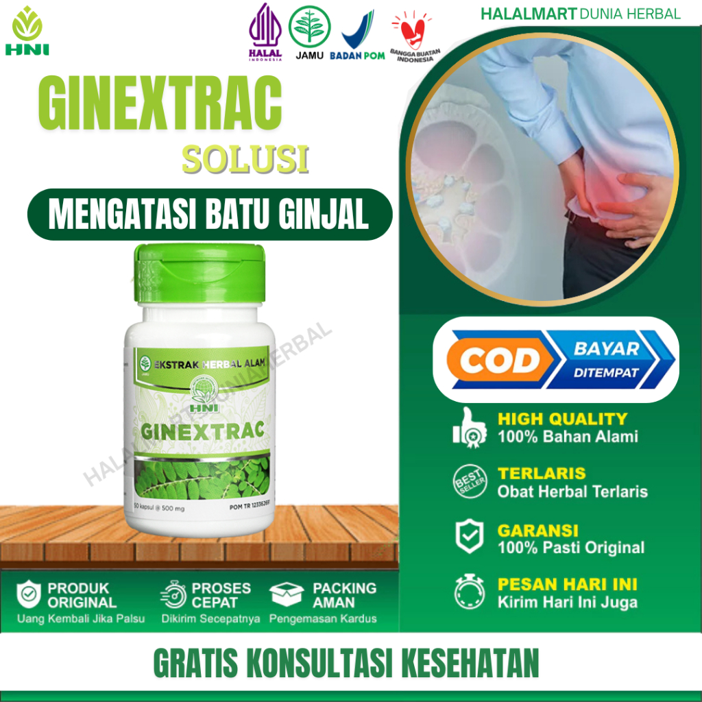 

GINEXTRAC Kapsul Herbal Untuk Membantu Meluruhkan Batu Urin Di Saluran Kemih Dan Membantu Melancarkan Buang Air Kecil. Terlaris