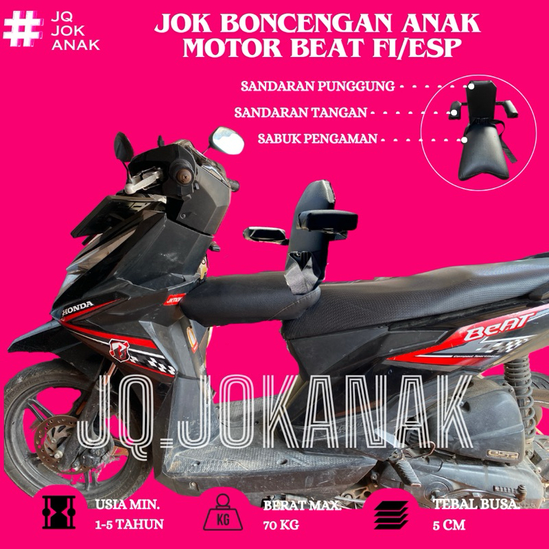 Jok Boncengan Anak Dengan Sandaran Motor BEAT FI, BEAT ESP, BEAT DELUXE, BEAT STREET Tambahan Jok Un