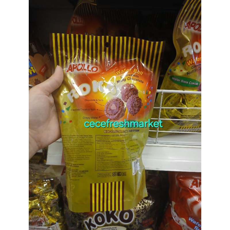 

Jual wafer bola coklat dengan kacang apollo roka pack