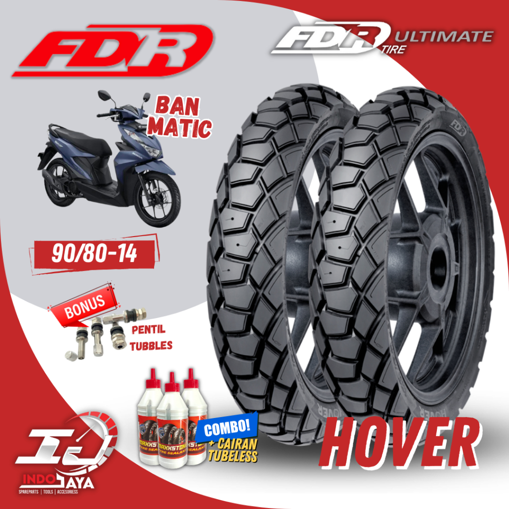 [COD] BAN LUAR TUBELESS FDR HOVER RING 14 (90/80-14)  R14 TUBLES / BAN MOTOR MATIC DEPAN BELAKANG / 