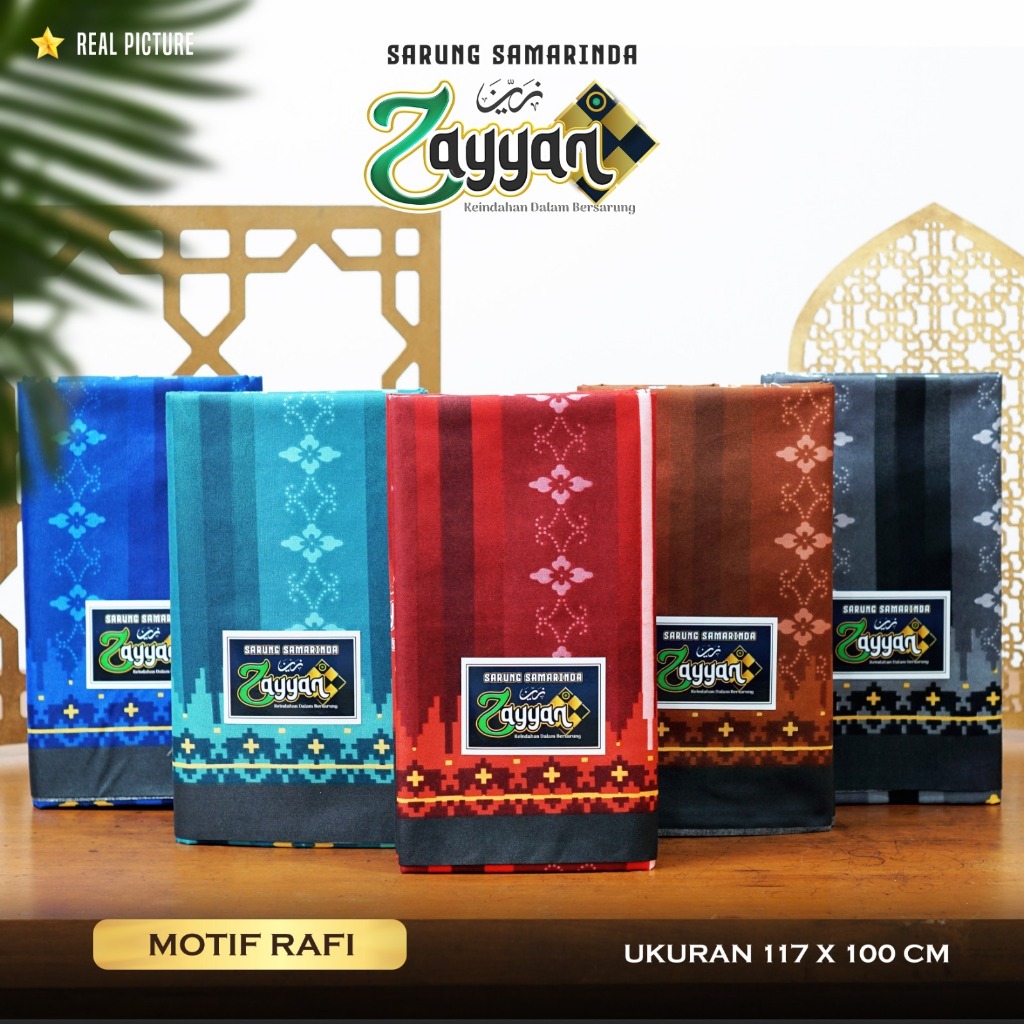 Zayyan Sarung Samarinda ASLI JUMBO ( 117 x 100 cm ) ( Rafi ) HALUS dan WANGI / Sarung Pria Muslim