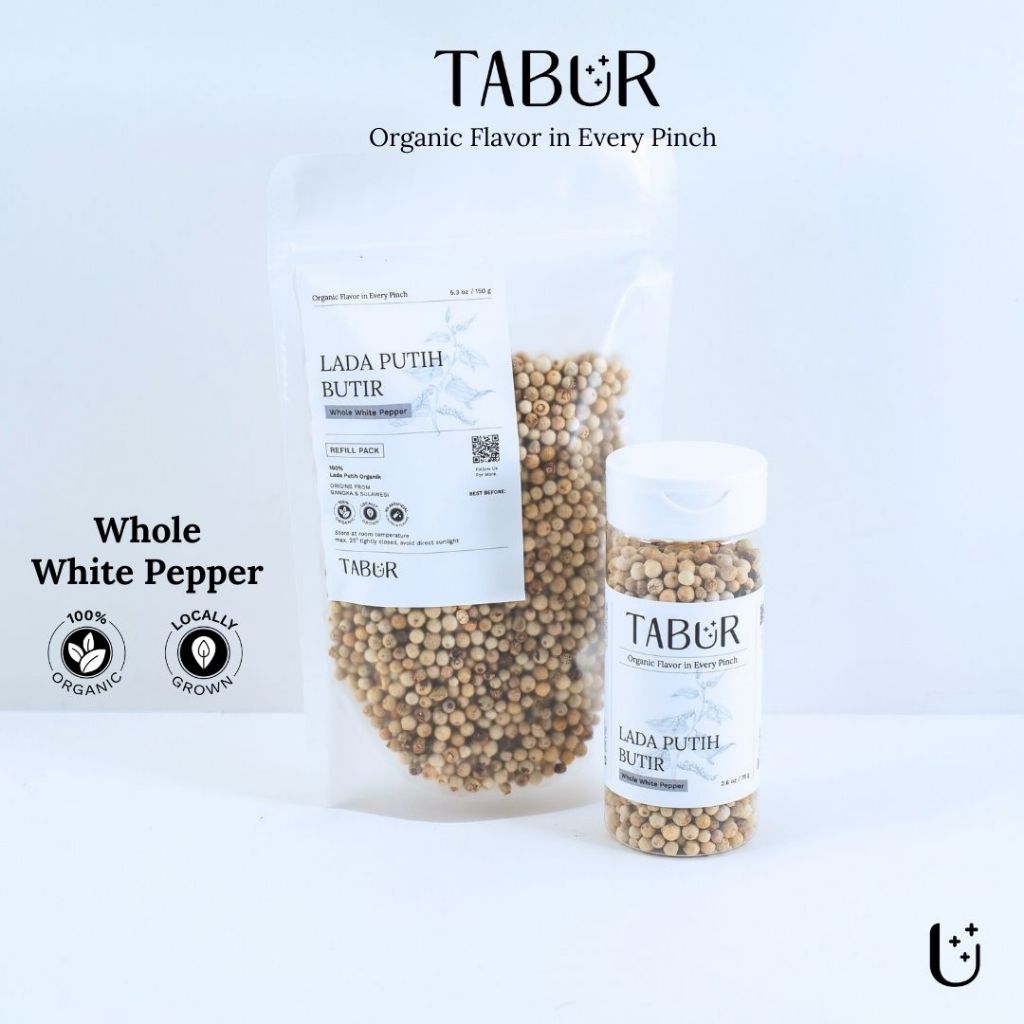 

Tabur Bumbu Dapur Organik Lada Merica Putih Butir (75g) - Whole White Pepper Organic