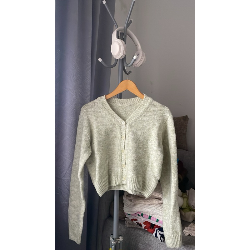 Cardi Rajut crop mint pastel