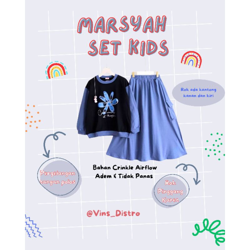 Setelan Rok Anak Marsyah Set Kids Rok Cargo Crinkle Printing (7-15 Thn) / Oneset anak perempuan/ set