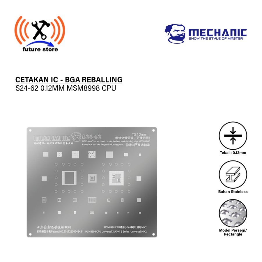 MECHANIC S24-62 CETAKAN IC 0.12MM MSM8998 CPU Universal For Xiaomi 6 Series Universal MIX2 ORIGINAL