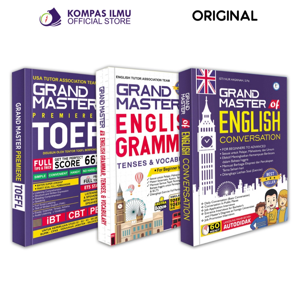 KODE U67E Buku Grand Master Premiere TOEFL TOEIC ITP iBT CBT PBT Standar ETS  Grammar  Conversation