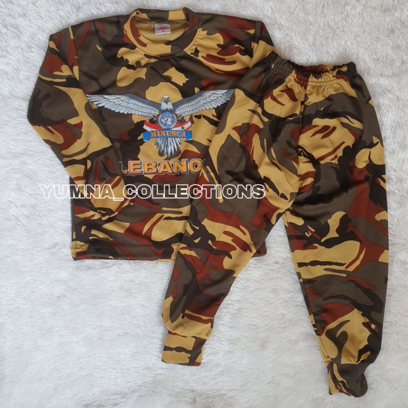setelan kaos anak loreng lebanon unifil tangan panjang baju kids army jersey dryfit