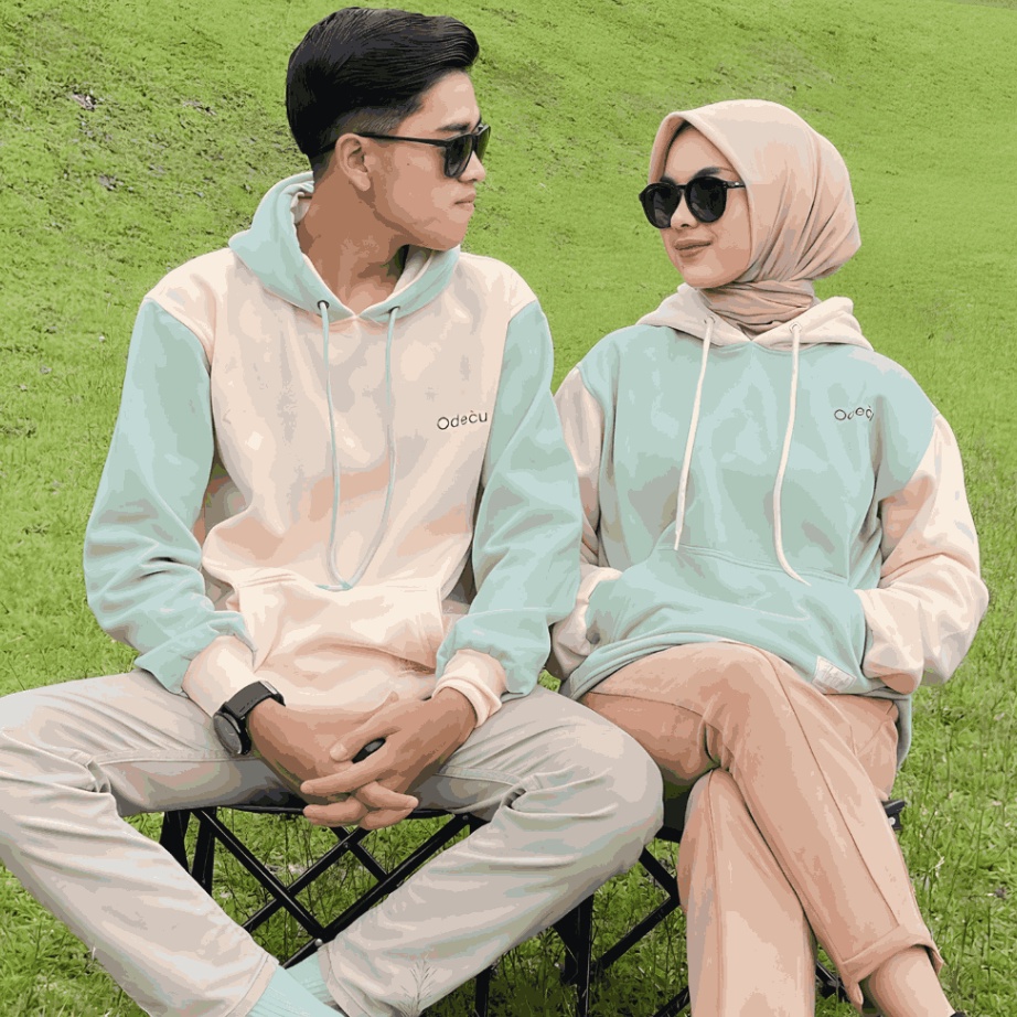 Termurah Live EKSLUSIF USWAKA ODECU HOODIE PREMIUM COUPLE TWO COLOR WANITA PRIA