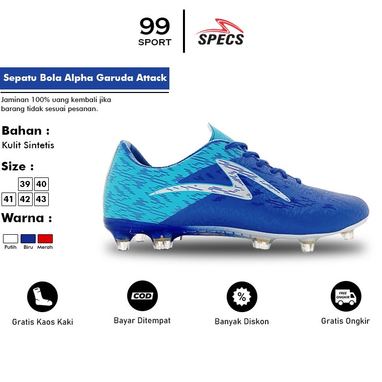 HOTSALE Sepatu Bola Specs Garuda Alpha Pro FG Komponen Ori Free Kaos Kaki