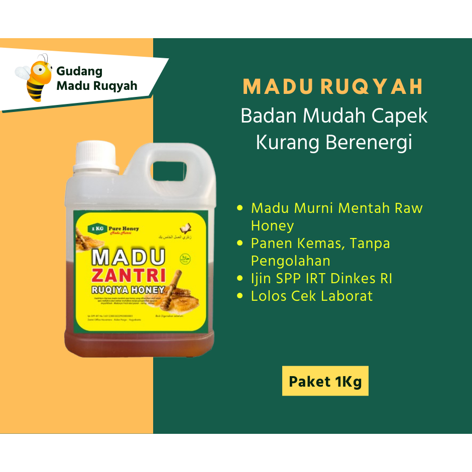 

Madu Ruqyah Sehat Mudah Capek Loyo Kurang Bertenaga Berenergi - Stamina Kesehatan Pria Wanita Isi 1Kg