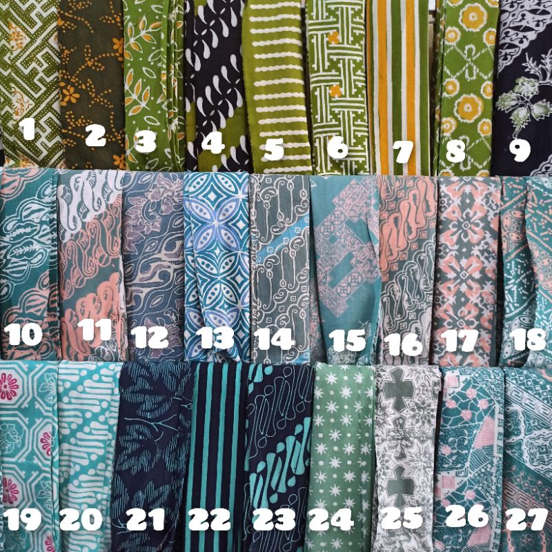 Sdq kain batik cap garutan warna hijau dan tosca