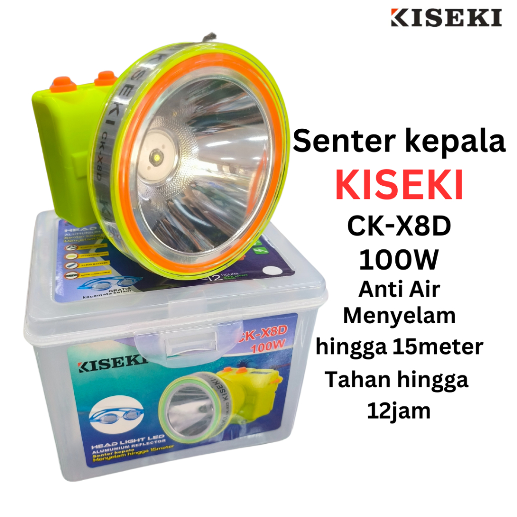 SENTER KEPALA KISEKI CK X8D 100WATT / HEADLAMP KISEKI 100W SENTER SELAM KISEKI 100WATT CK X8D ORI