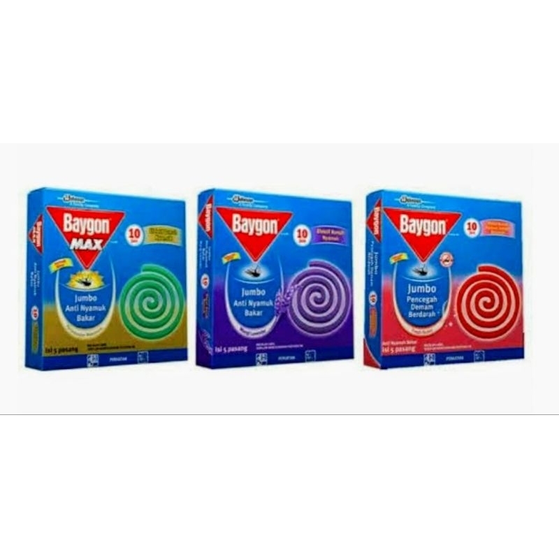 Baygon Max Anti Nyamuk Bakar Jumbo DBD / lavender / hijau isi 5 pasang