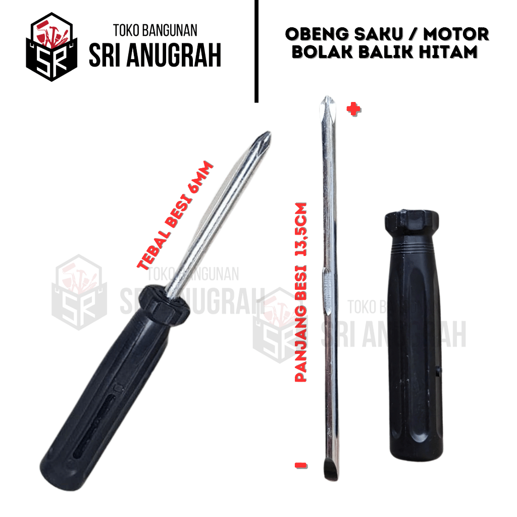 Obeng Bolak Balik Saku Motor Plus & Minus Kualitas Standard