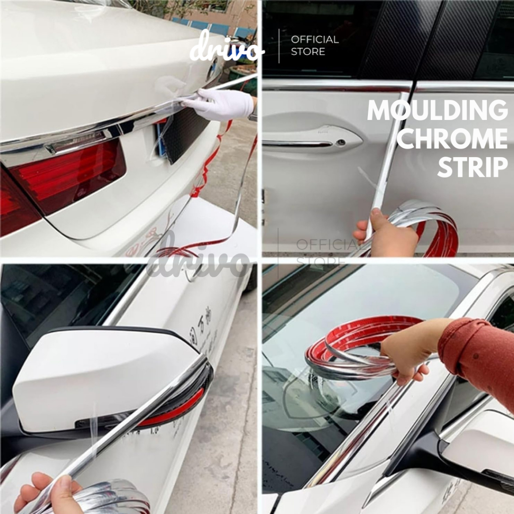 Lis Dekorasi Interior Dan Eksterior Mobil Moulding Chrome Strip Panjang 12 Meter Lebar 10 MM