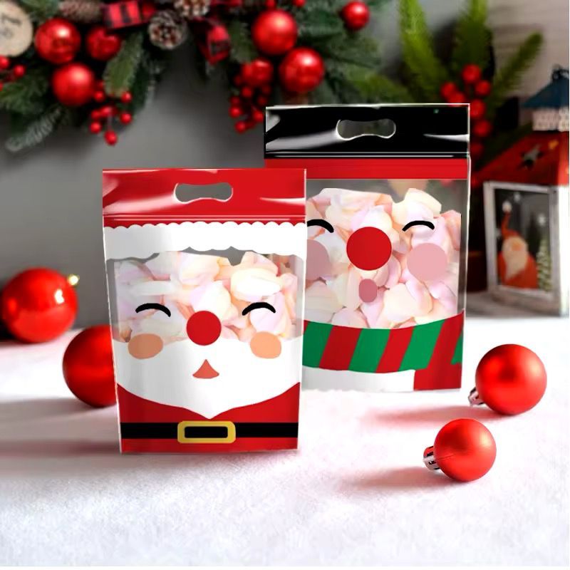 

Ziplock goodie bag Christmas 2pcs santa wreath kantong snack souvenir Natal
