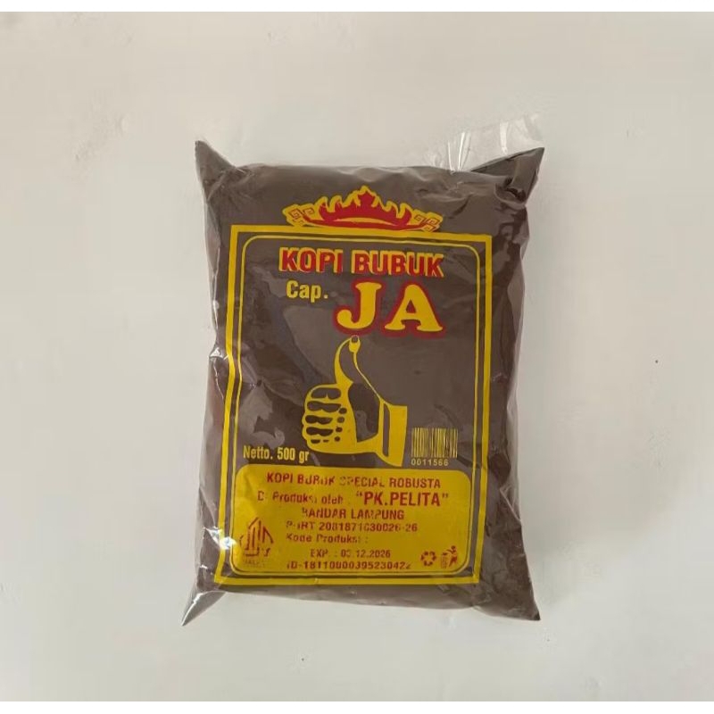 

Cap JA Kopi Robusta Jempol Lampung Pelita 500gr