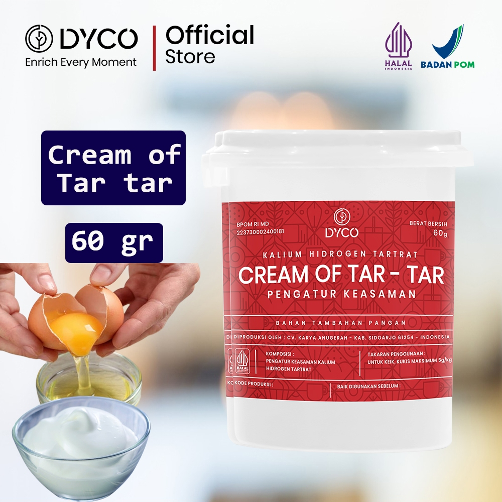 

Cream of Tar-tar tartar Krim tartar DYCO 60 gr pengembang Putih Telur