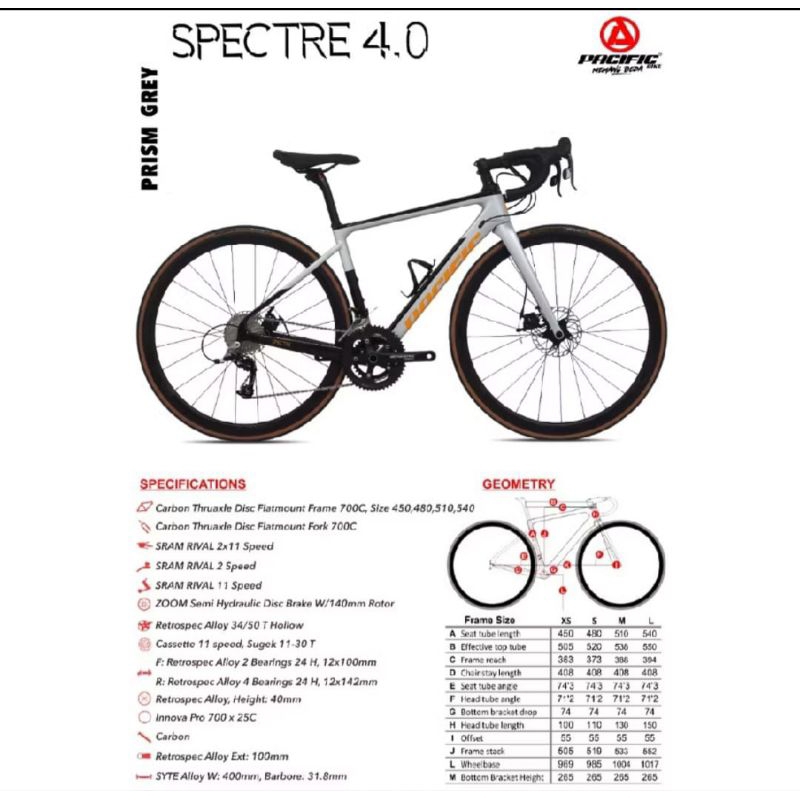 Road bike Pacific Spectre 4.0 Carbon Pontianak