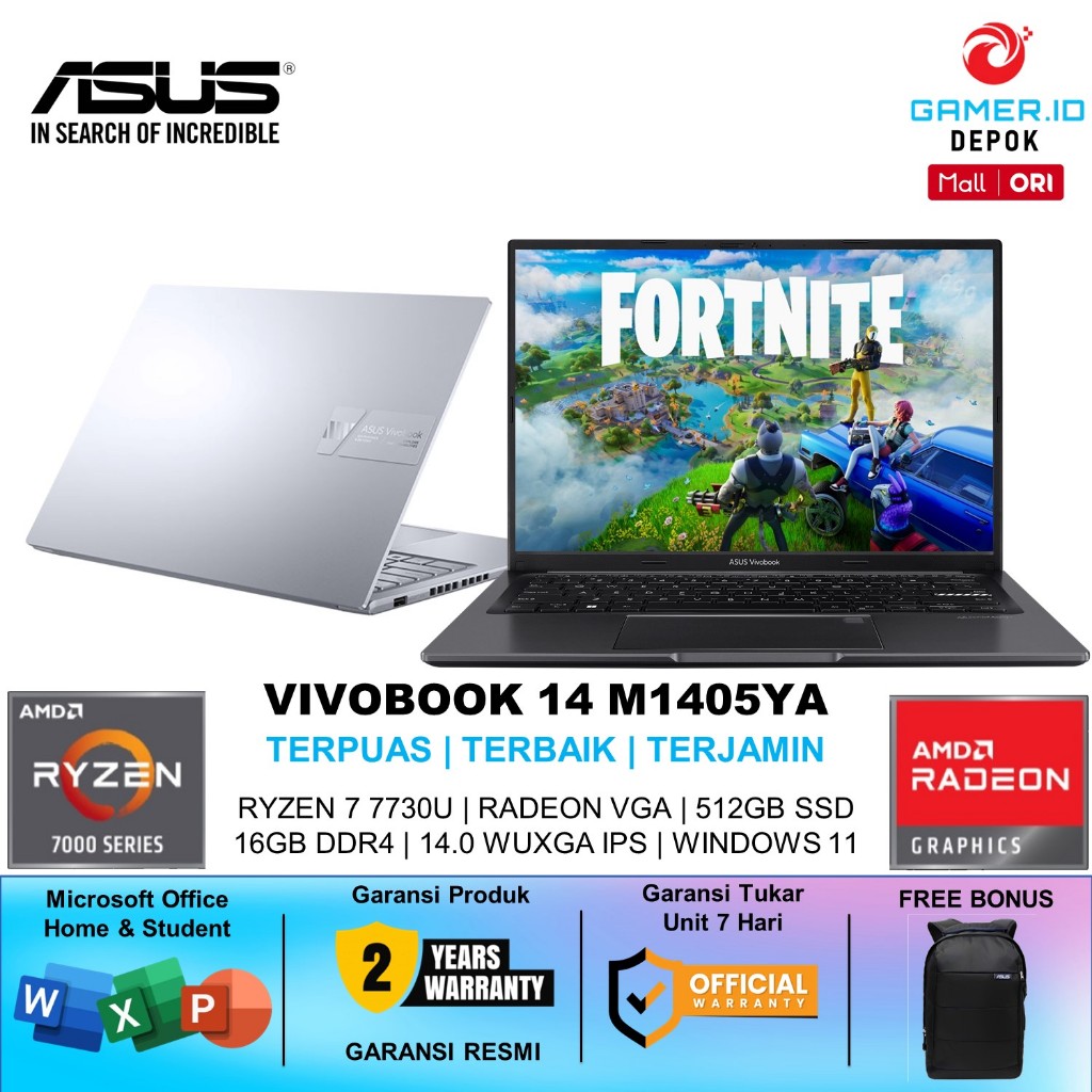 LAPTOP ASUS VIVOBOOK M1405YA RYZEN 7 7730U 16GB RAM 512GB SSD WINDOWS 11 IPS