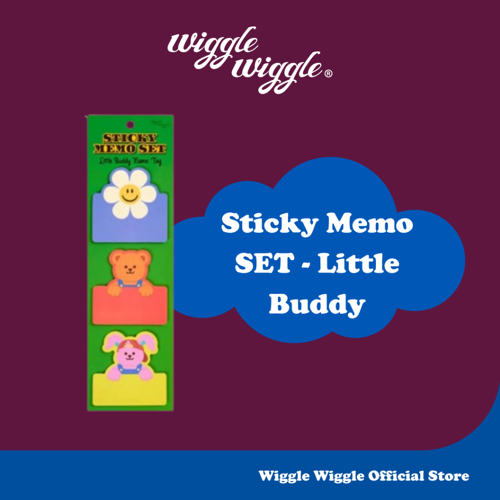 

Wiggle Wiggle Sticky Memo SET - Little Buddy Nametag Post It Sticky Notes