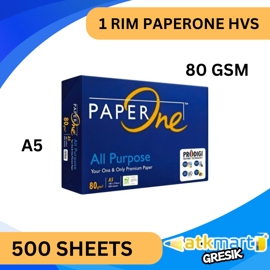 KERTAS HVS A5 80 GRAM PAPERONE HVS 1 RIM 500 LEMBAR KERTAS FOTOCOPY KERTAS PRINT PUTIH MURAH