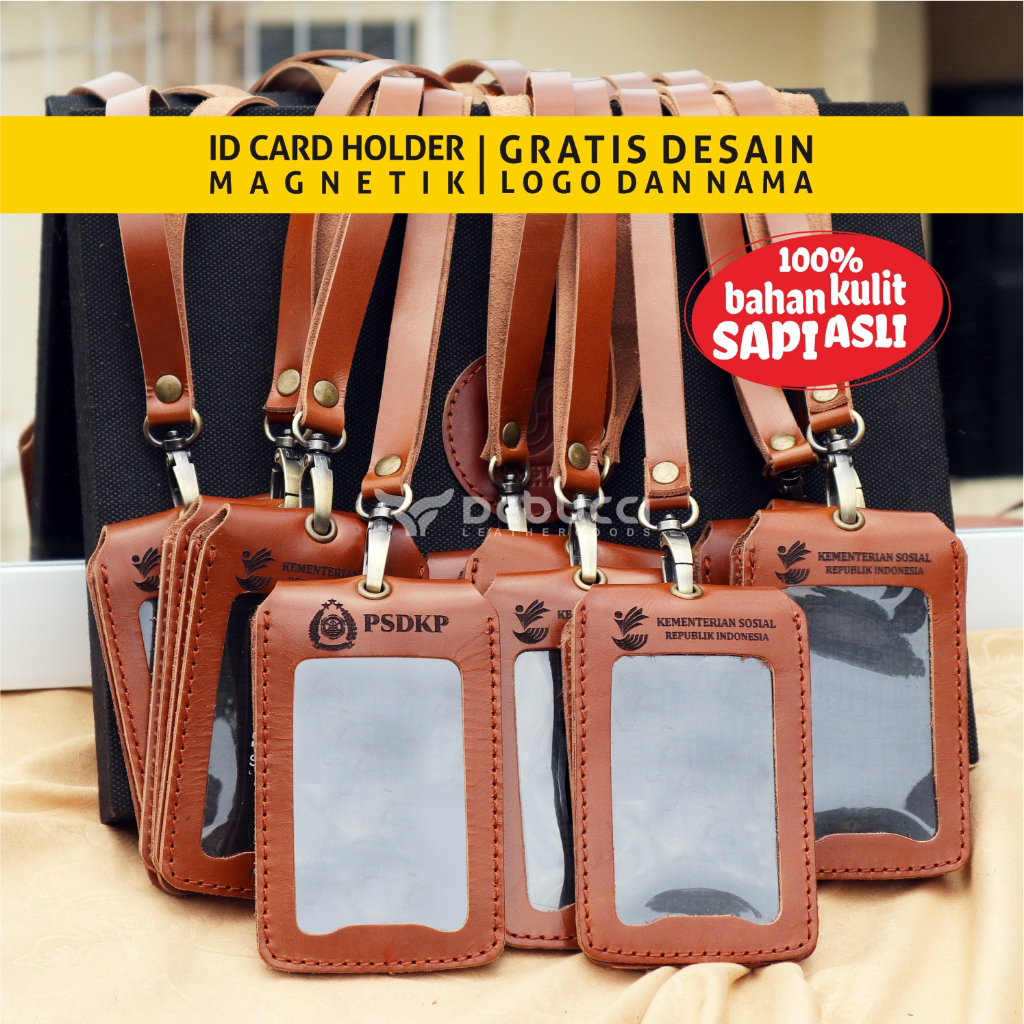 

Name Tag ID Card Kulit Holder Magnetic Name Tag Lanyard Kulit 2 Slot Kartu ID Card Kulit Termurah