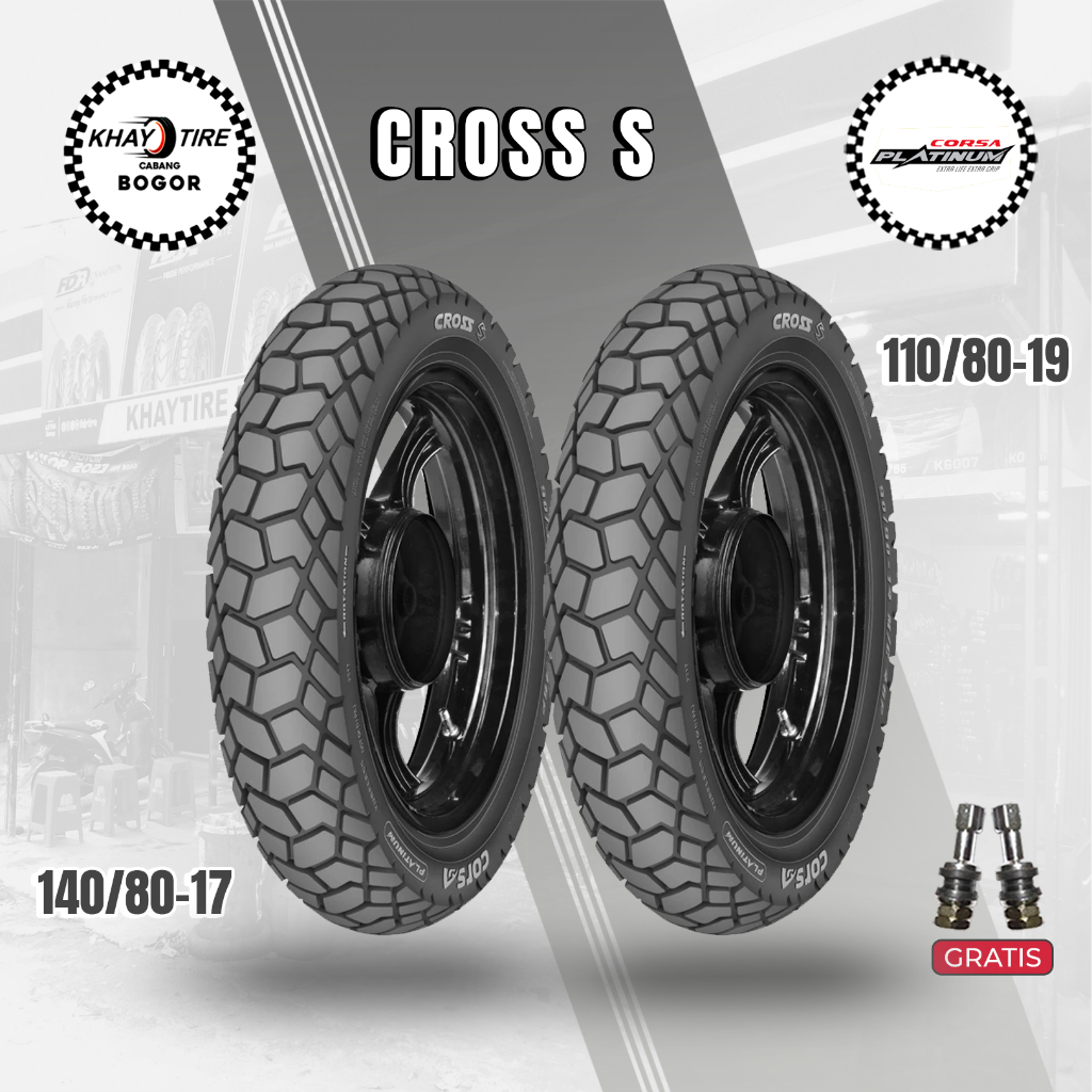 Sepasang Ban Motor Touring CORSA CROSS S PLATINUM 110/80-19 & 140/80-17 Tubeless