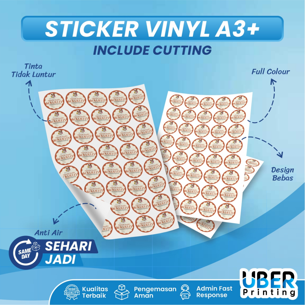 

Print Stiker / Cetak Stiker Vinyl Print and Cut / Label stiker tahan air / Stik Stiker A3+