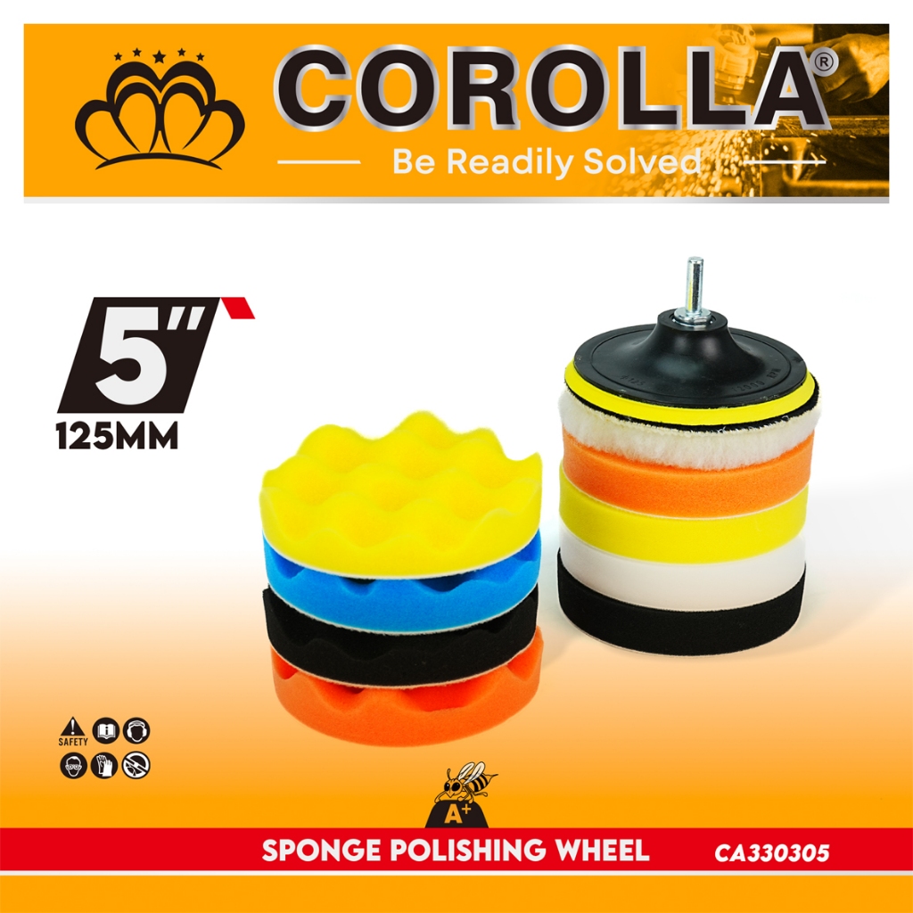 RB1 Corolla Busa Poles 10 Pcs 3 Inch / 4 Inch / 5 Inch Sponge Polishing / Busa Alat Poles Body Motor