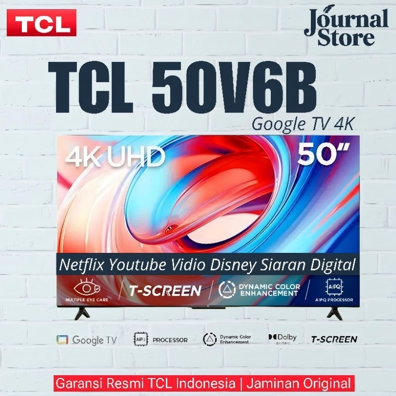 Smart Android Google TV TCL 50 Inch 4K 50V6B Series Garansi Resmi Penerus TCL 50A28