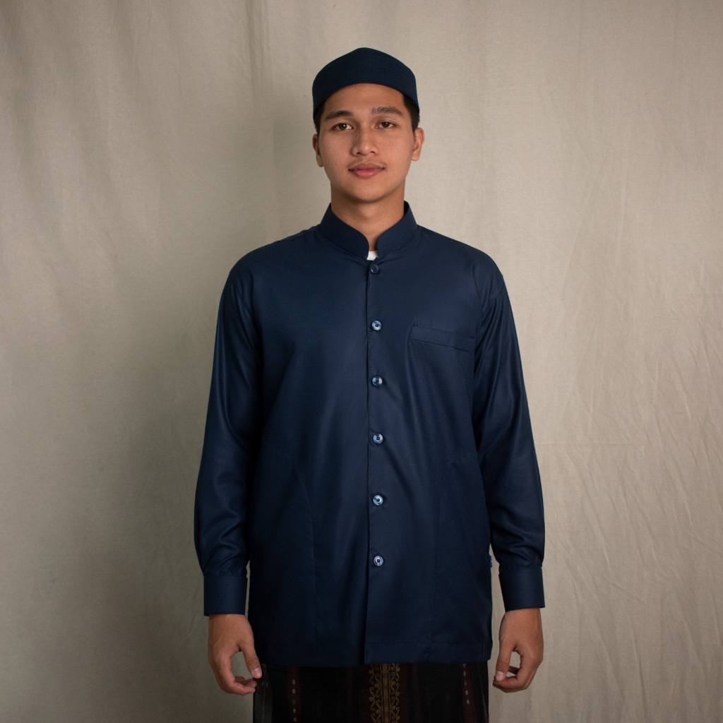 Yateer - Takwa Qomar Cuff Pakaian Pria Muslim Polos Lengan Panjang Manset Navy