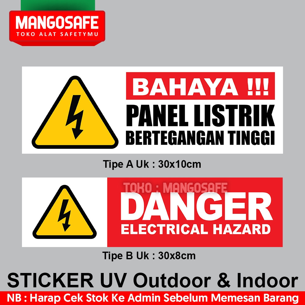 Stiker Bahaya Panel Listrik Bertegangan Tinggi Danger Electrical Hazard / Sticker UV Indoor Outdoor 