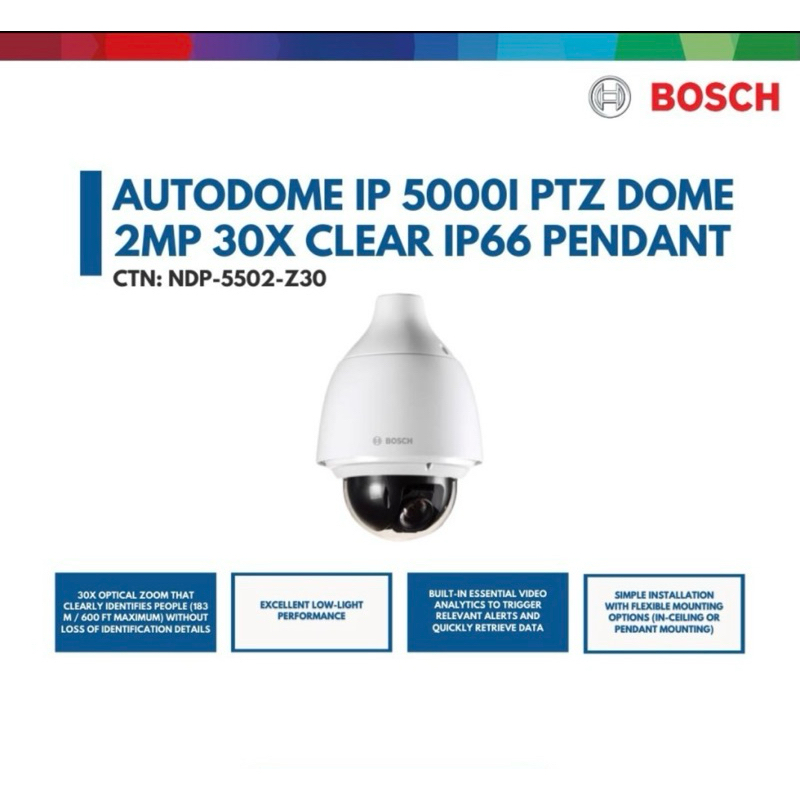 Bosch NDP-5502-Z30 - Autodome Ip 5000I Ptz Dome 2Mp 30X Clear Ip66 Pen
