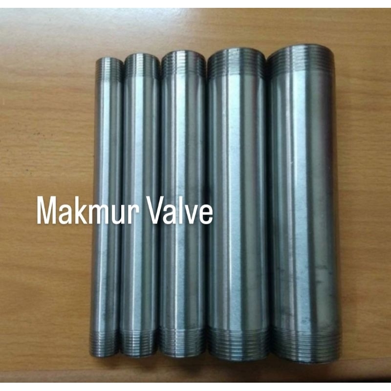 PIPA NIPPLE SS DRAT KANAN KIRI PANJANG 20 CM ¾"