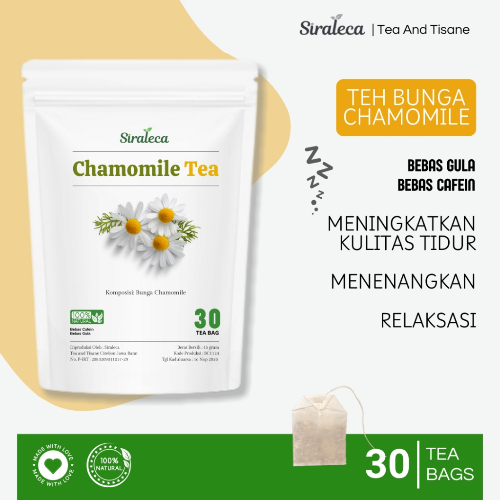 

Teh Bunga Chamomlie | chamomile Tea | Botanical Infusions | 30 Tea Bag | SIRALECA Tea and Tisane