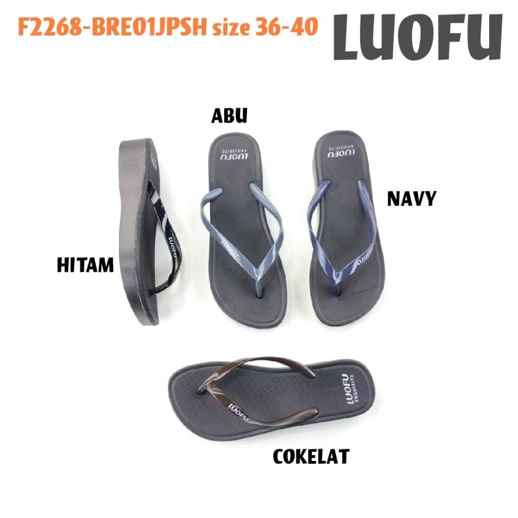 LUOFU F2268-BRE01JPSH jelly sandal jepit wanita karet import sendal cewek