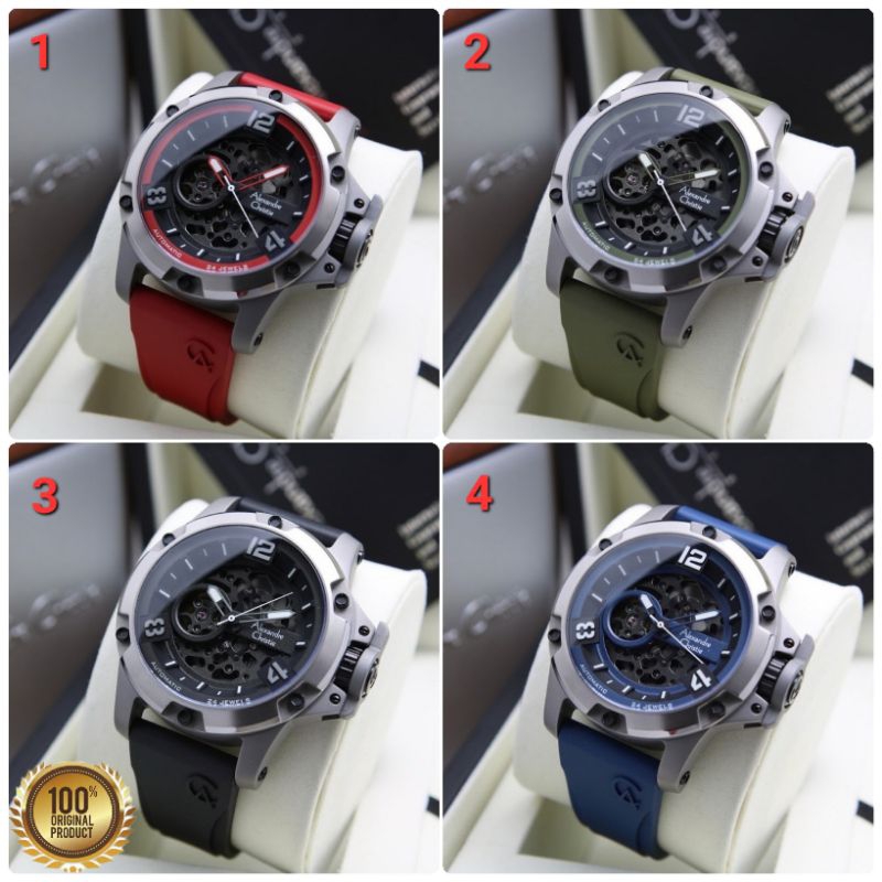 ORIGINAL GARANSI RESMI 1 TAHUN JAM TANGAN PRIA ALEXANDRE CHRISTIE AUTOMATIC TITANIUM COWOK RUBBER ST