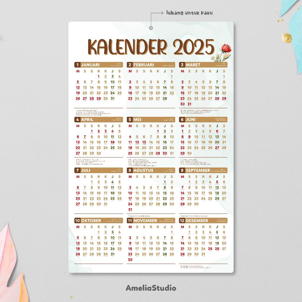 

KALENDER DINDING | KALENDER POSTER | 2025 - Uk. A3+