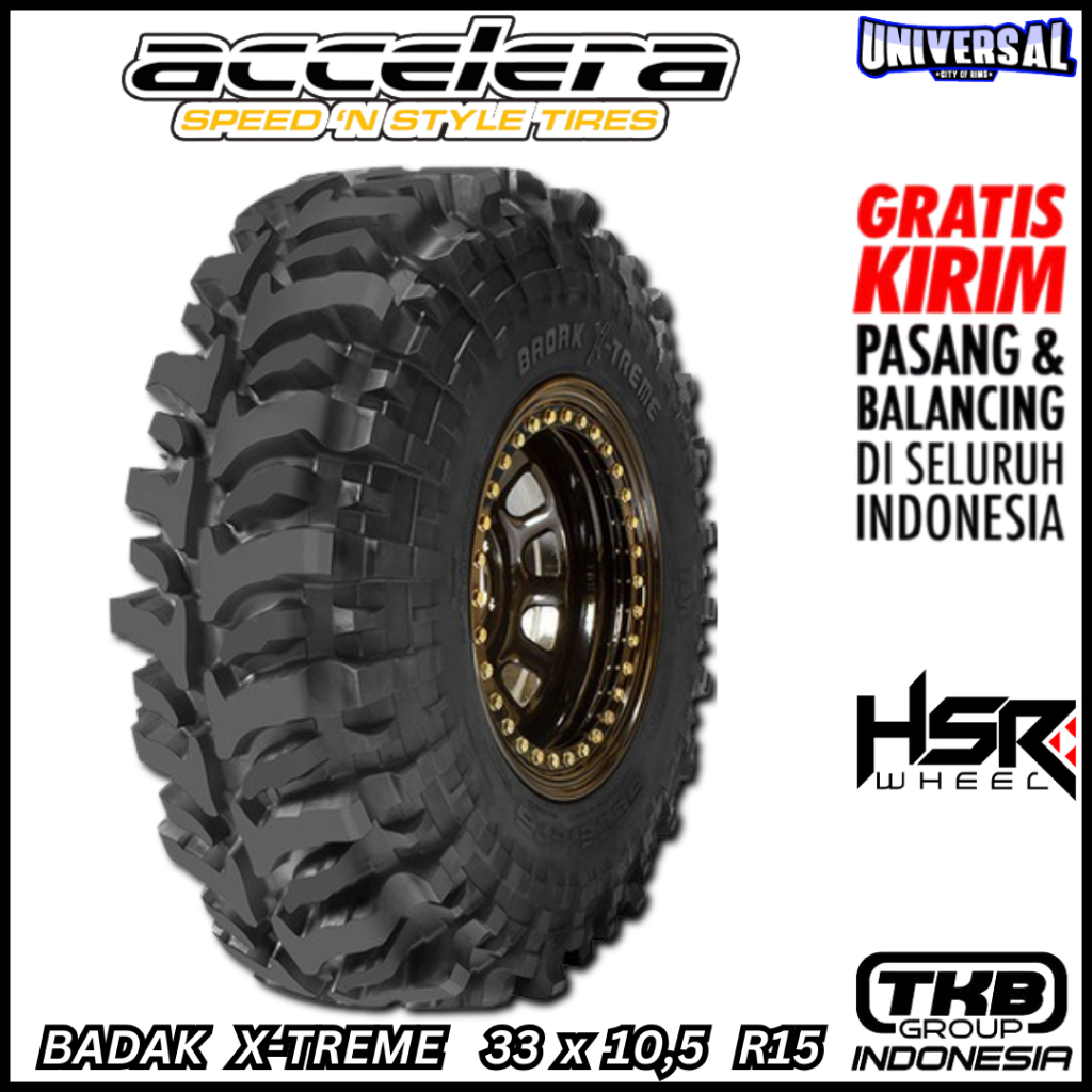 BAN OFFROAD R15 MERK ACCELERA BADAK X-TREME 33 10,5 R15 KONDISI BAN BARU