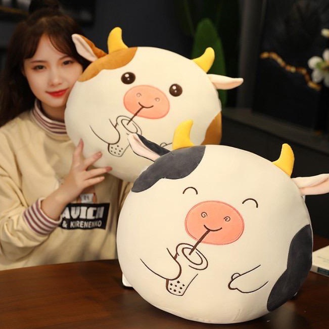Baru Laris  Boneka Bantal Sofa Tidur Lucu Karakter Sapi Cow Moo Bahan Halus Lembut Hadiah Ulang Tahu
