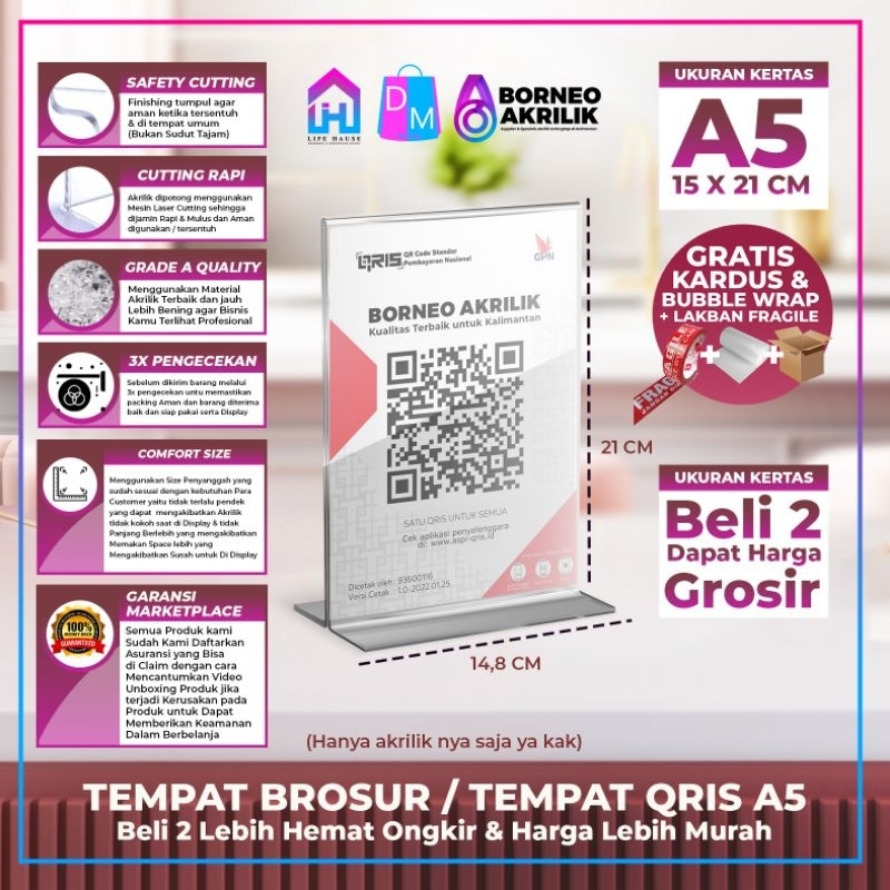 Tempat Qris A5 Akrilik Tempat Brosur Akrilik Wadah Brosur Perlengkapan Usaha Banner Usaha Jasa Desai