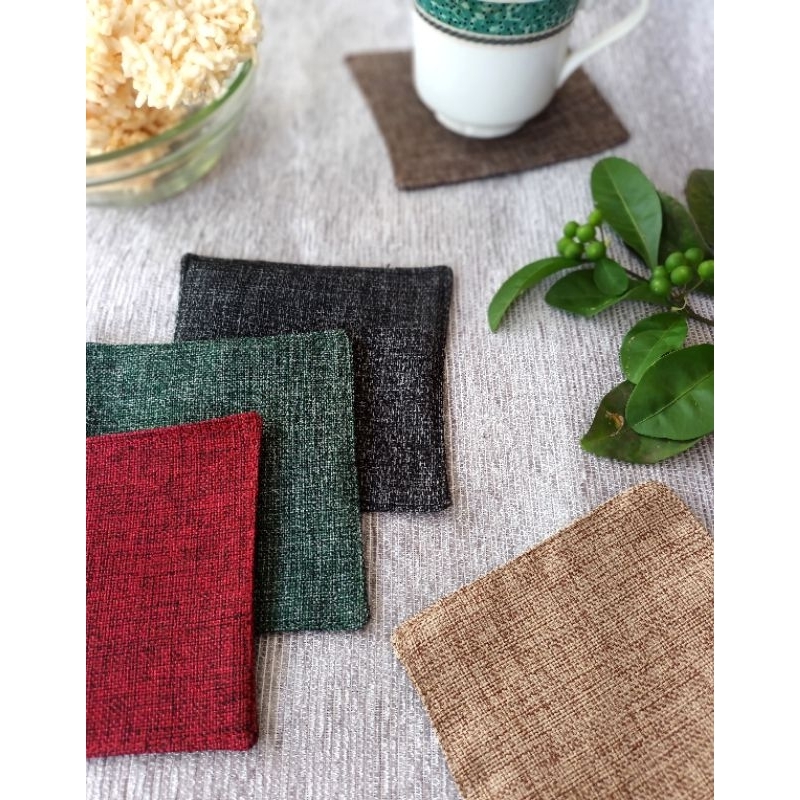 Coaster kain tatakan gelas aesthetic coaster linen